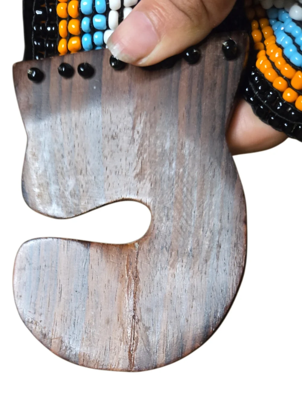 Y2k Beaded Multicolor Waist Belt with Wooden Buckle!